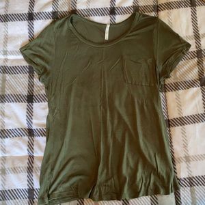 Size small olive green shirt.